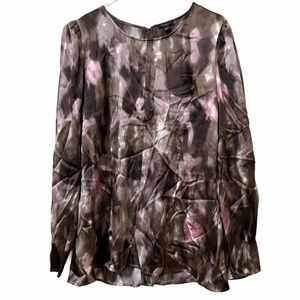 Ann Taylor 12 Tie Dye Long Sleeve Silk Top